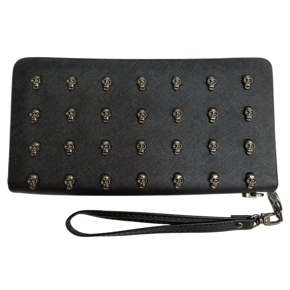 Thomas Wylde Skull Black Wallet Zip Convertible Handstrap New - Picture 3 of 7